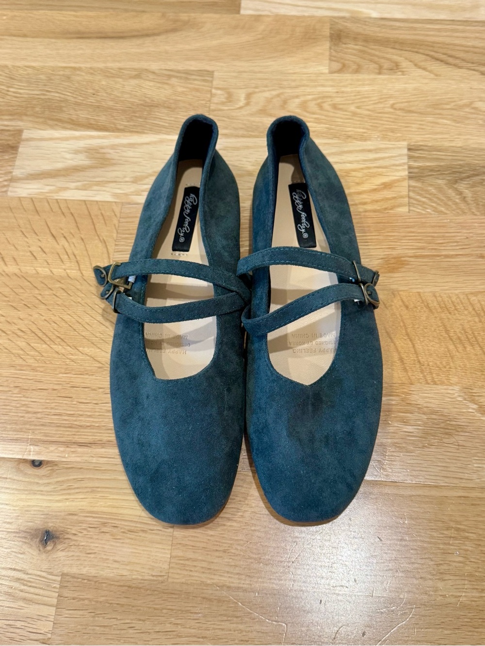 Dark Green Suede Mary Jane Flats
